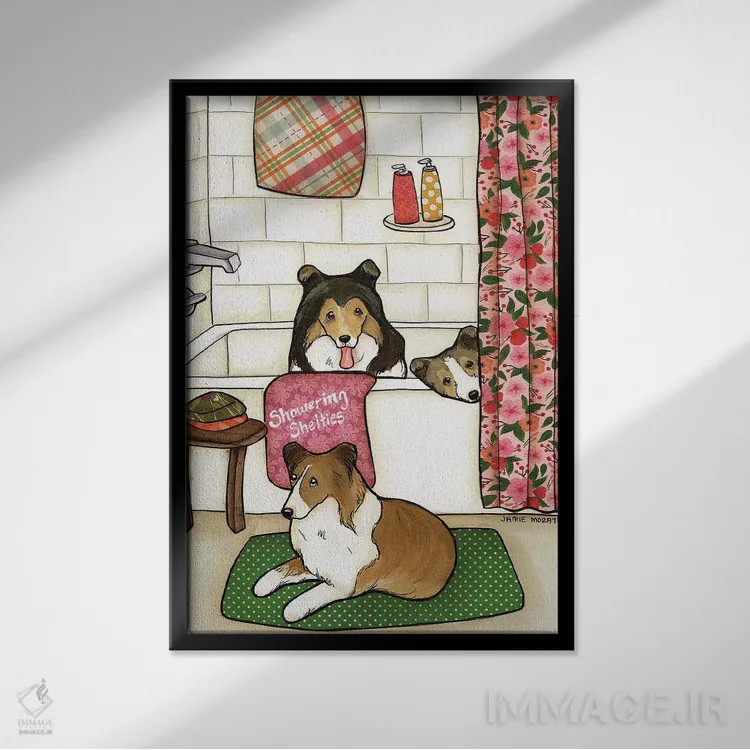 تابلو دکوراتیو شستن شلتی ها اثر جیمی موراث - نمای قابدار مشکی