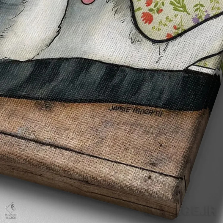 تابلو دکوراتیو بامزه اثر جیمی موراث - نمای نزدیک بافت بوم