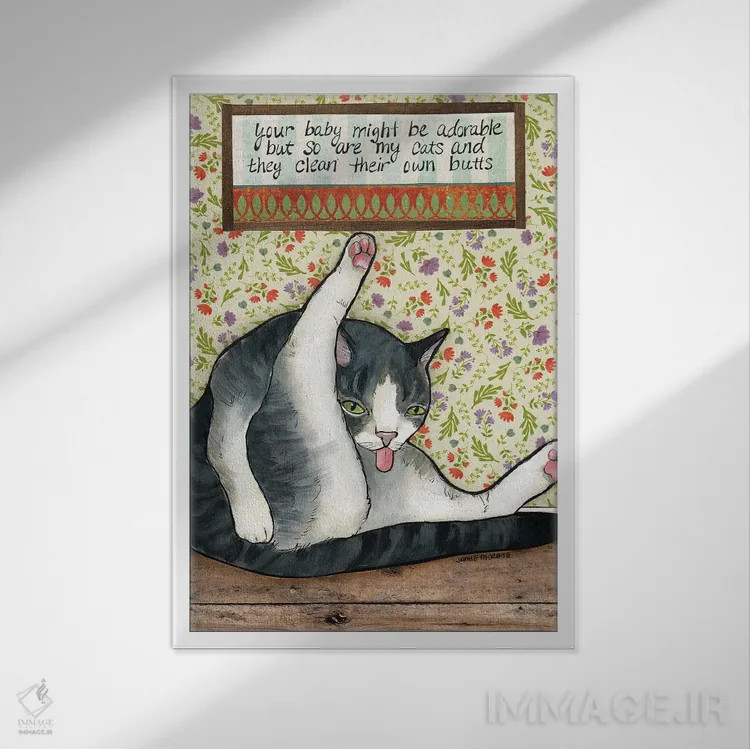 تابلو دکوراتیو بامزه اثر جیمی موراث - نمای قابدار سفید