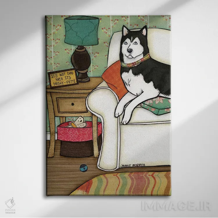 تابلو دکوراتیو هاسکی فتی اثر جیمی موراث - نمای روبهرو روی دیوار