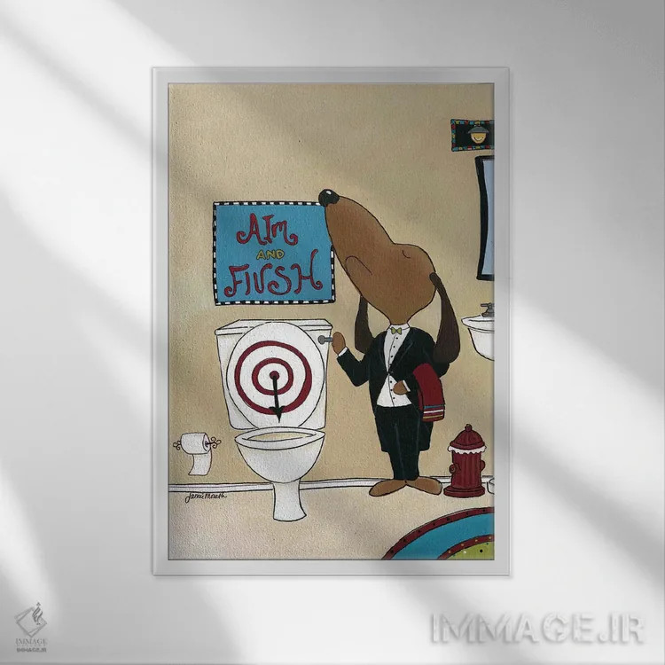 تابلو دکوراتیو هدف بگیر و سیفون بکش اثر جیمی موراث - نمای قابدار سفید