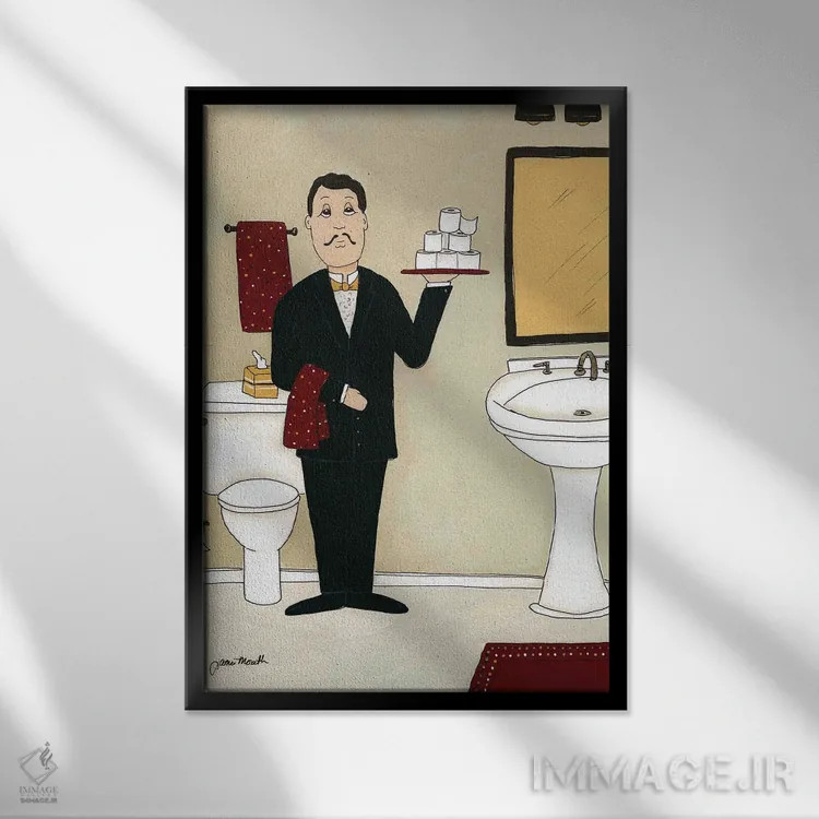 تابلو دکوراتیو پیش خدمت حمام ۱ اثر جیمی موراث - نمای قابدار مشکی