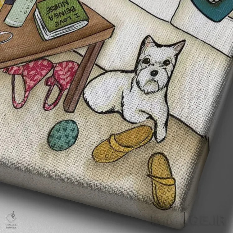 تابلو دکوراتیو زندگی با شستشو اثر جیمی موراث - نمای نزدیک بافت بوم