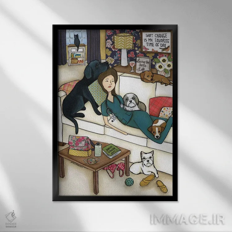 تابلو دکوراتیو زندگی با شستشو اثر جیمی موراث - نمای قابدار مشکی