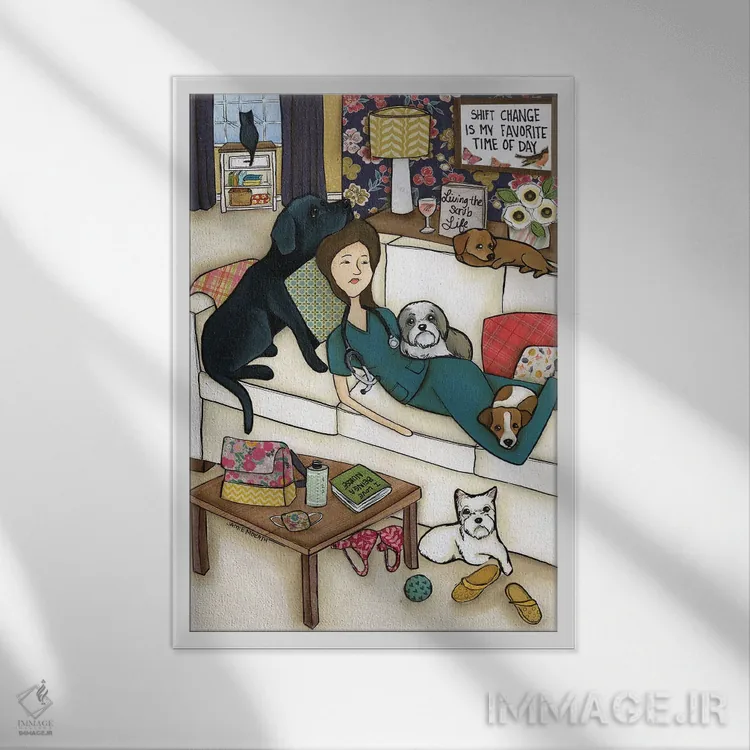 تابلو دکوراتیو زندگی با شستشو اثر جیمی موراث - نمای قابدار سفید