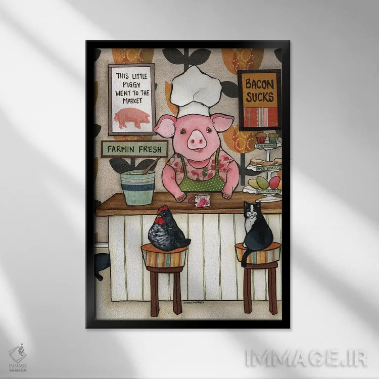 تابلو دکوراتیو بیکن افتضاحه اثر جیمی موراث - نمای قابدار مشکی