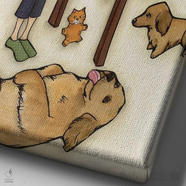 تابلو دکوراتیو حالت سگ اثر جیمی موراث - نمای نزدیک بافت بوم