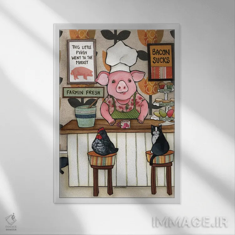 تابلو دکوراتیو بیکن افتضاحه اثر جیمی موراث - نمای قابدار سفید