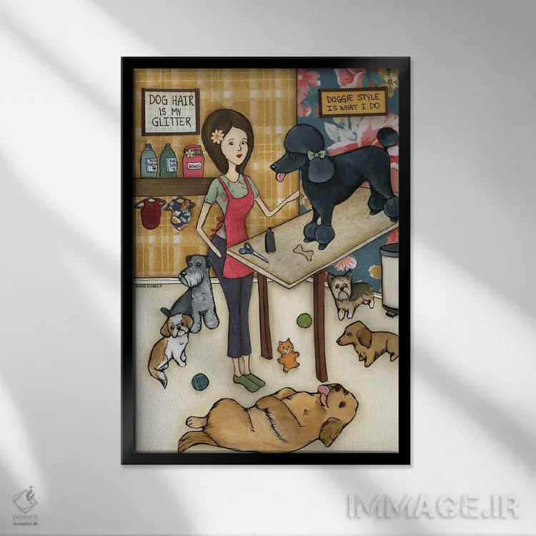 تابلو دکوراتیو حالت سگ اثر جیمی موراث - نمای قابدار مشکی