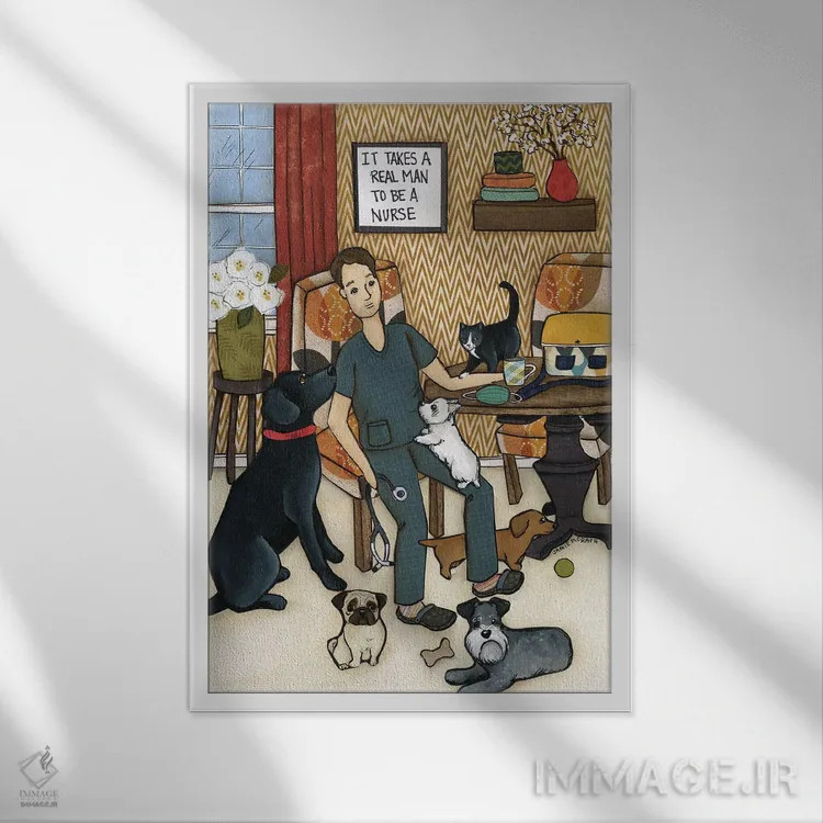 تابلو دکوراتیو یک مرد واقعی لازم است اثر جیمی موراث - نمای قابدار سفید