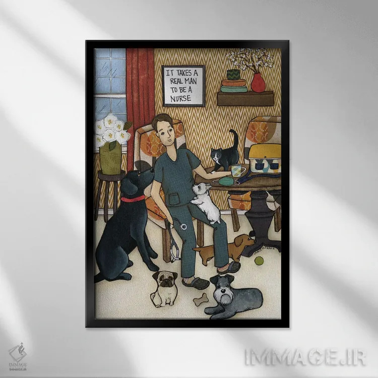 تابلو دکوراتیو یک مرد واقعی لازم است اثر جیمی موراث - نمای قابدار مشکی