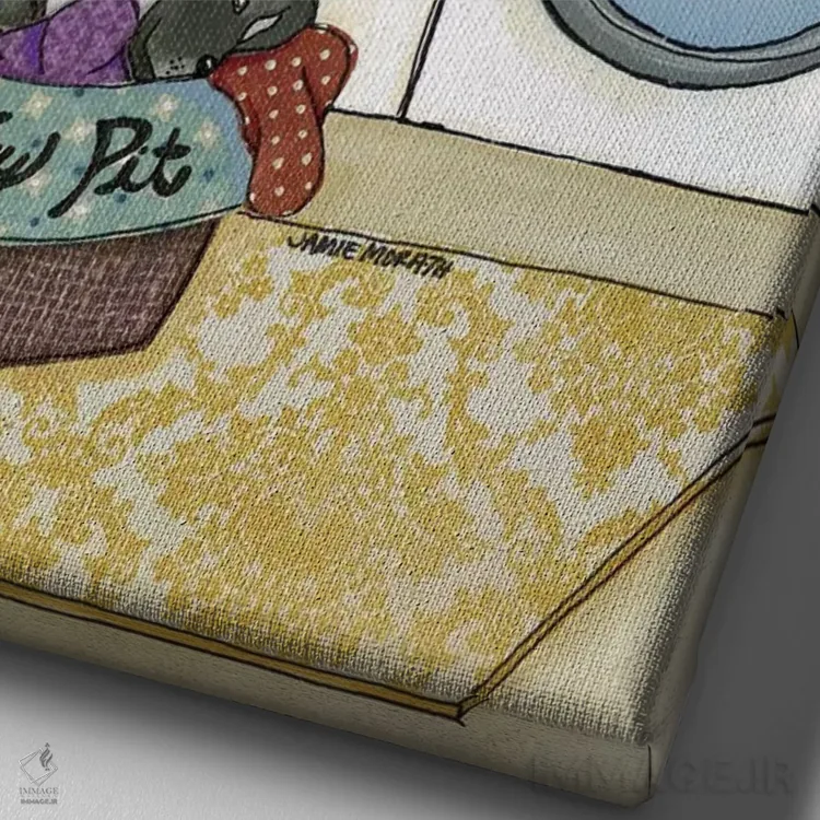 تابلو دکوراتیو گودال لباس شویی اثر جیمی موراث - نمای نزدیک بافت بوم