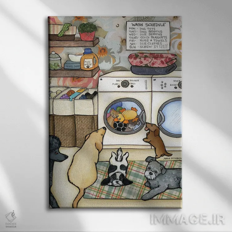 تابلو دکوراتیو برنامه شستشو اثر جیمی موراث - نمای روبهرو روی دیوار