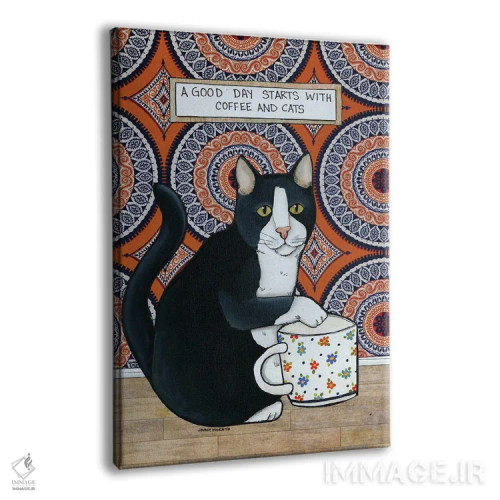 تابلو دکوراتیو قهوه و گربه ها اثر جیمی موراث - نمای پرسپکتیو محصول