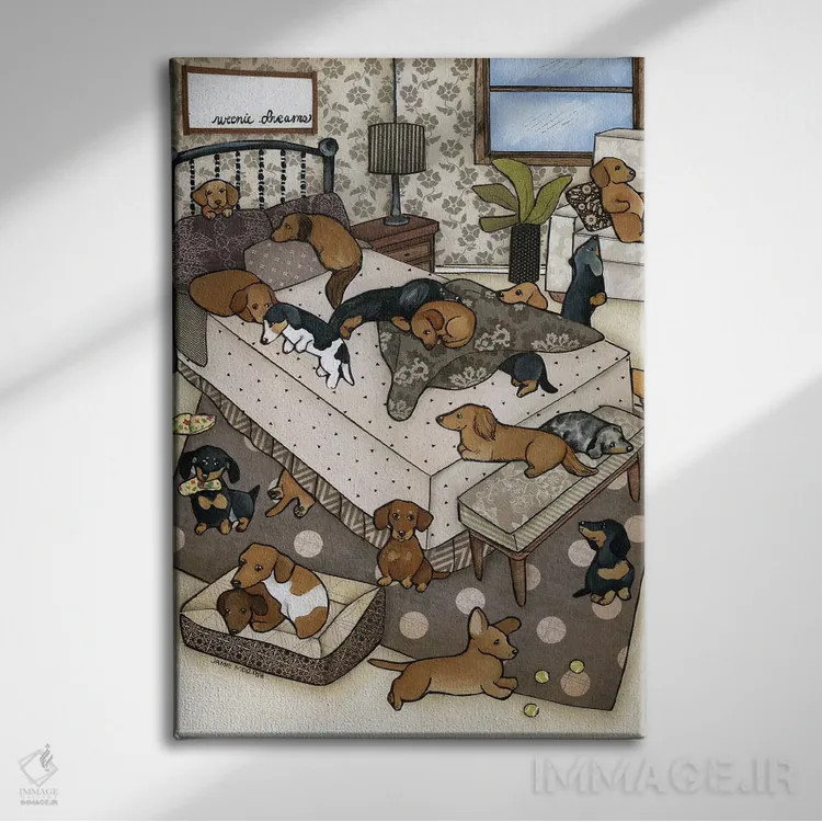 تابلو دکوراتیو رویاهای سوسیسی اثر جیمی موراث - نمای روبهرو روی دیوار