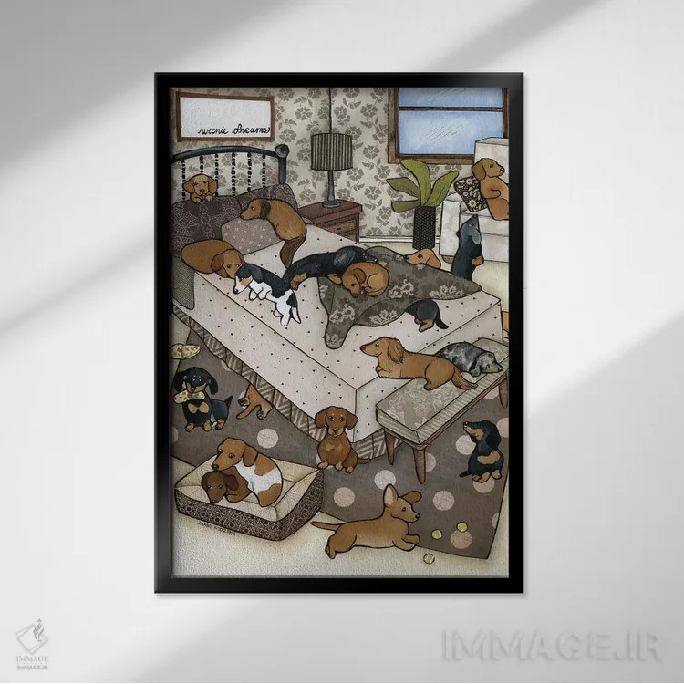 تابلو دکوراتیو رویاهای سوسیسی اثر جیمی موراث - نمای قابدار مشکی