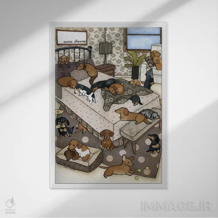 تابلو دکوراتیو رویاهای سوسیسی اثر جیمی موراث - نمای قابدار سفید