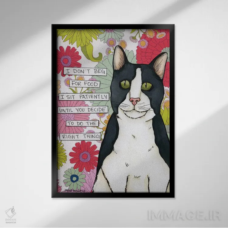 تابلو دکوراتیو من التماس نمی کنم اثر جیمی موراث - نمای قابدار مشکی