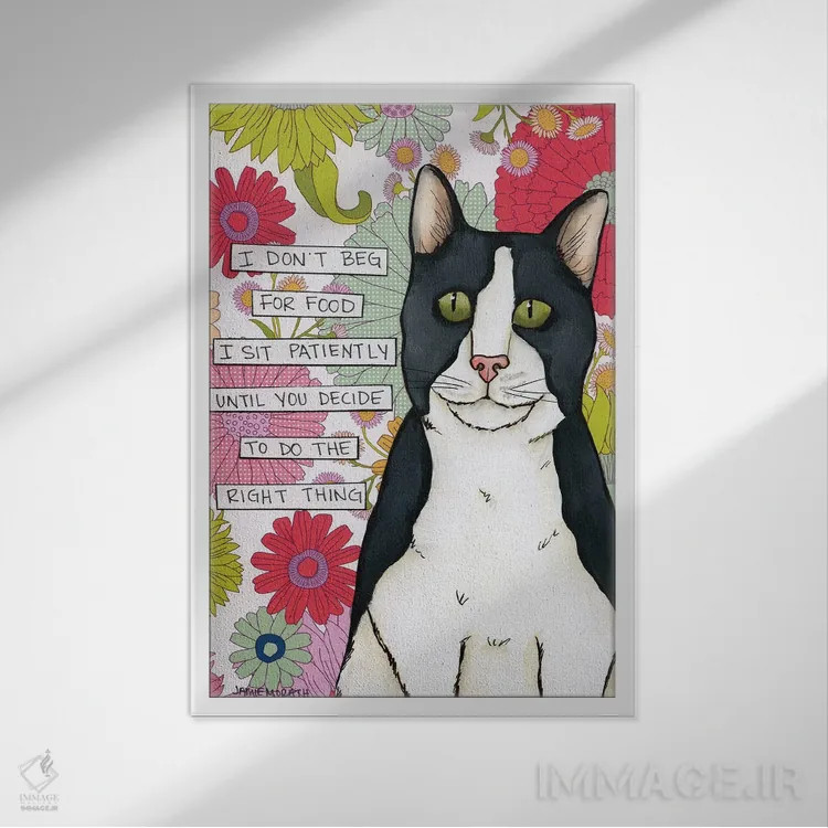 تابلو دکوراتیو من التماس نمی کنم اثر جیمی موراث - نمای قابدار سفید