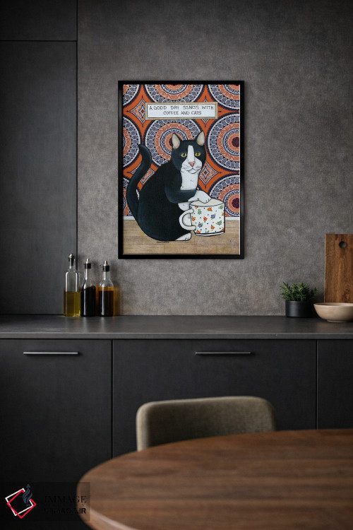 تابلو دکوراتیو قهوه و گربه ها اثر جیمی موراث - D2B