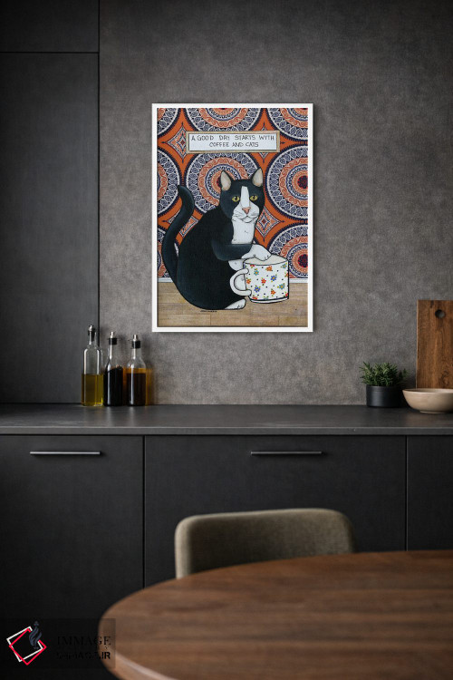تابلو دکوراتیو قهوه و گربه ها اثر جیمی موراث - D1W