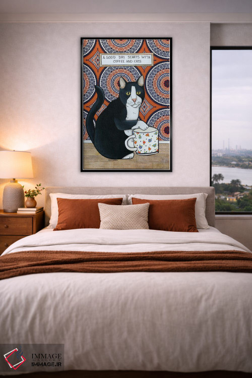 تابلو دکوراتیو قهوه و گربه ها اثر جیمی موراث - D5B