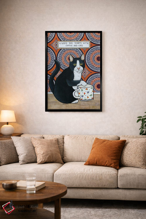 تابلو دکوراتیو قهوه و گربه ها اثر جیمی موراث - D4B