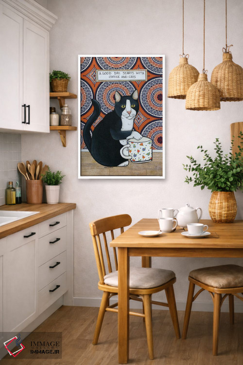 تابلو دکوراتیو قهوه و گربه ها اثر جیمی موراث - D6W