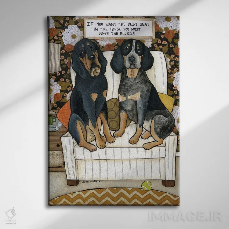 تابلو دکوراتیو سگ های شکاری را حرکت بده اثر جیمی موراث - نمای روبهرو روی دیوار