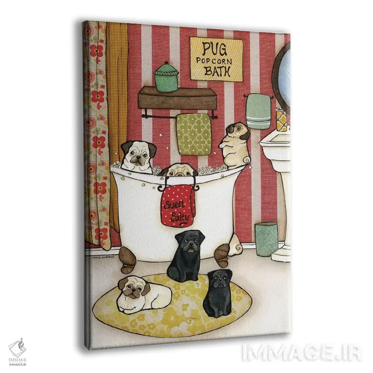 تابلو دکوراتیو حمام پاپ کورن پاگ اثر جیمی موراث - نمای پرسپکتیو محصول