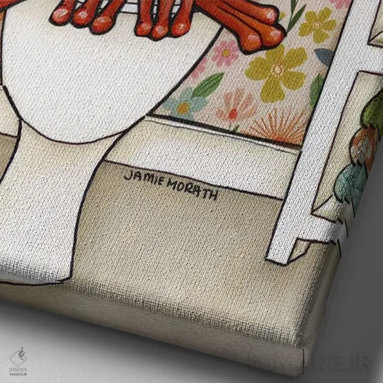 تابلو دکوراتیو فراموش کن سیفون را بکشی اثر جیمی موراث - نمای نزدیک بافت بوم