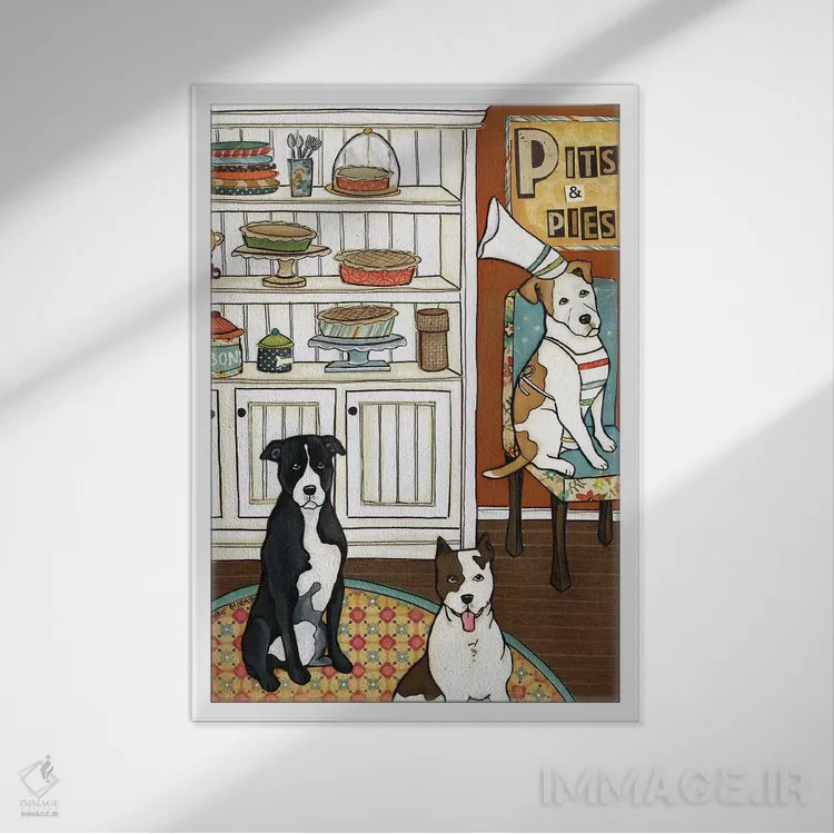 تابلو دکوراتیو پیت ها و پای ها اثر جیمی موراث - نمای قابدار سفید