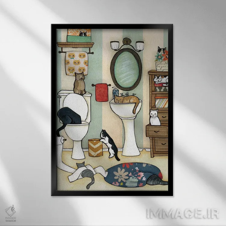 تابلو دکوراتیو گربه بزرگ سیاه اثر جیمی موراث - نمای قابدار مشکی