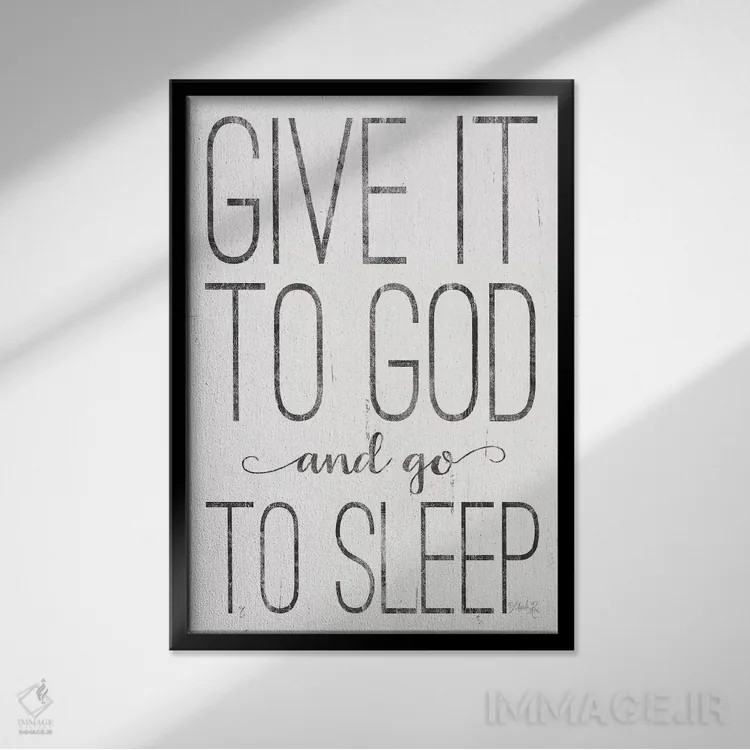 تابلو مدرن به خدا بسپار اثر مارلا ری - نمای قابدار مشکی