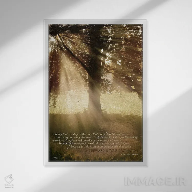 تابلو دکوراتیو در مسیر بمان اثر مارلا ری - نمای قابدار سفید