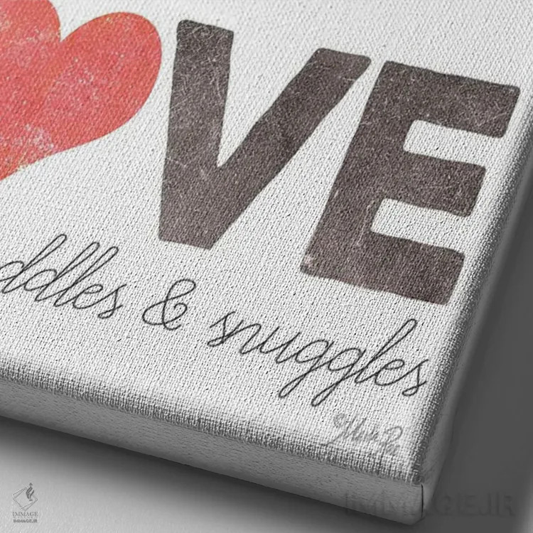 تابلو مینیمال Bark, Love,زندگی کن، واق بزن، عاشق باش اثر مارلا ری - نمای نزدیک بافت بوم