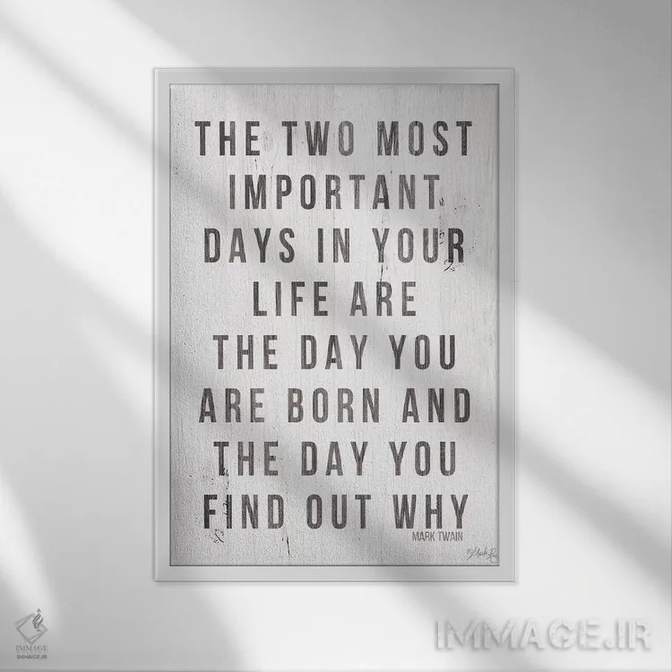 تابلو دکوراتیو دو روز مهم زندگی اثر مارلا ری - نمای قابدار سفید