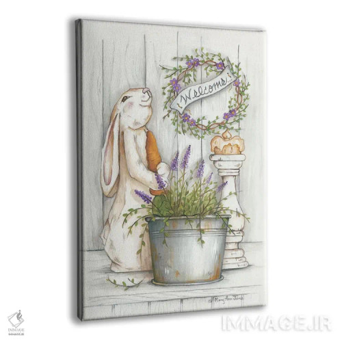تابلو دکوراتیو خرگوش خوش آمدگو اثر مری آن جون - نمای پرسپکتیو محصول