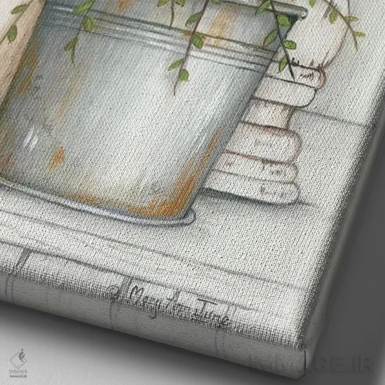 تابلو دکوراتیو خرگوش خوش آمدگو اثر مری آن جون - نمای نزدیک بافت بوم