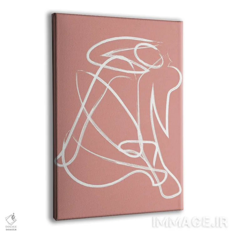 تابلو مینیمال شکل انسان با خطوط تجزیه شده صورتی اثر مامبو آرت استودیو - نمای پرسپکتیو محصول