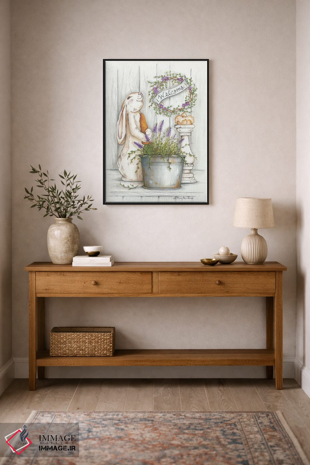 تابلو دکوراتیو خرگوش خوش آمدگو اثر مری آن جون - D1B