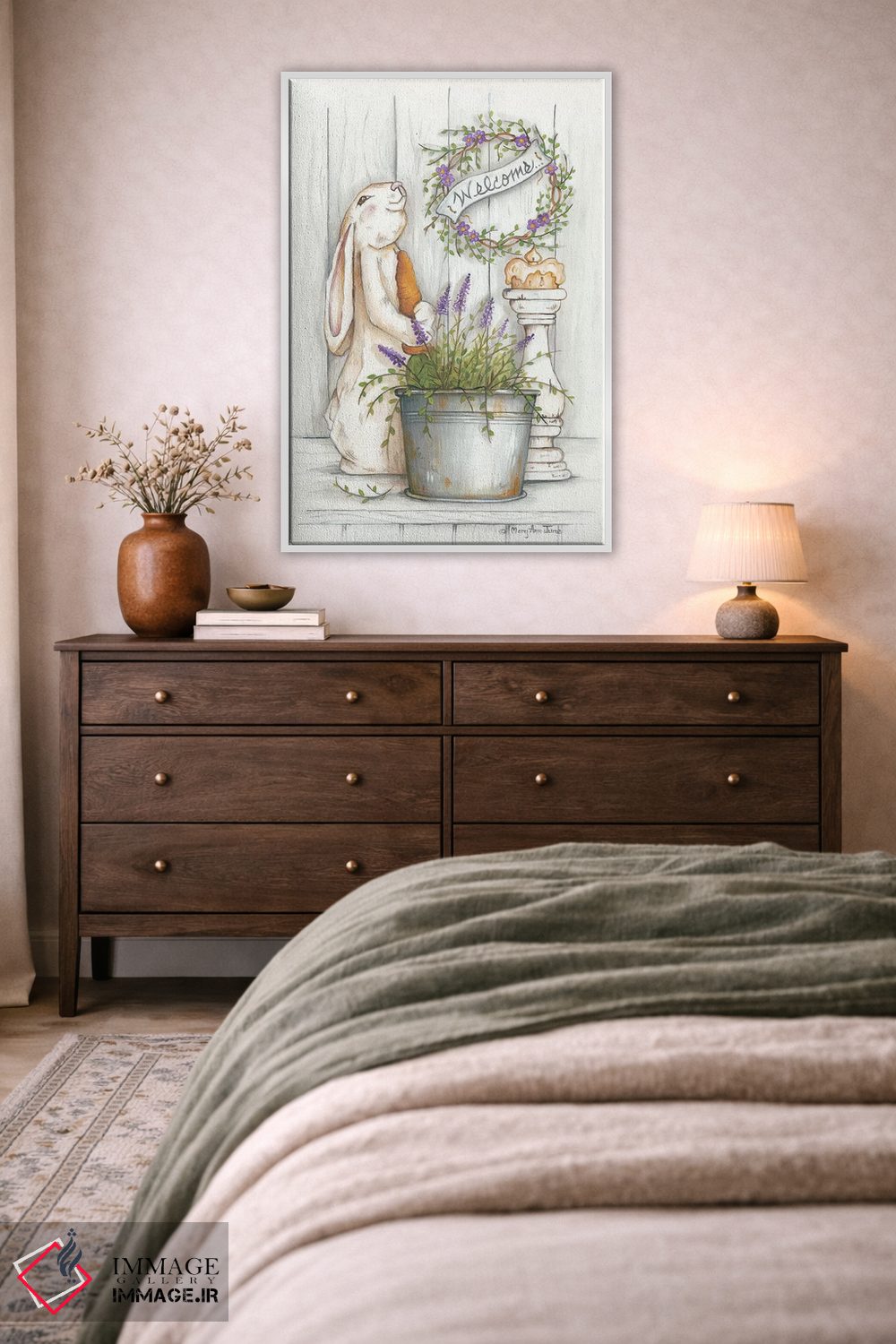 تابلو دکوراتیو خرگوش خوش آمدگو اثر مری آن جون - D3W