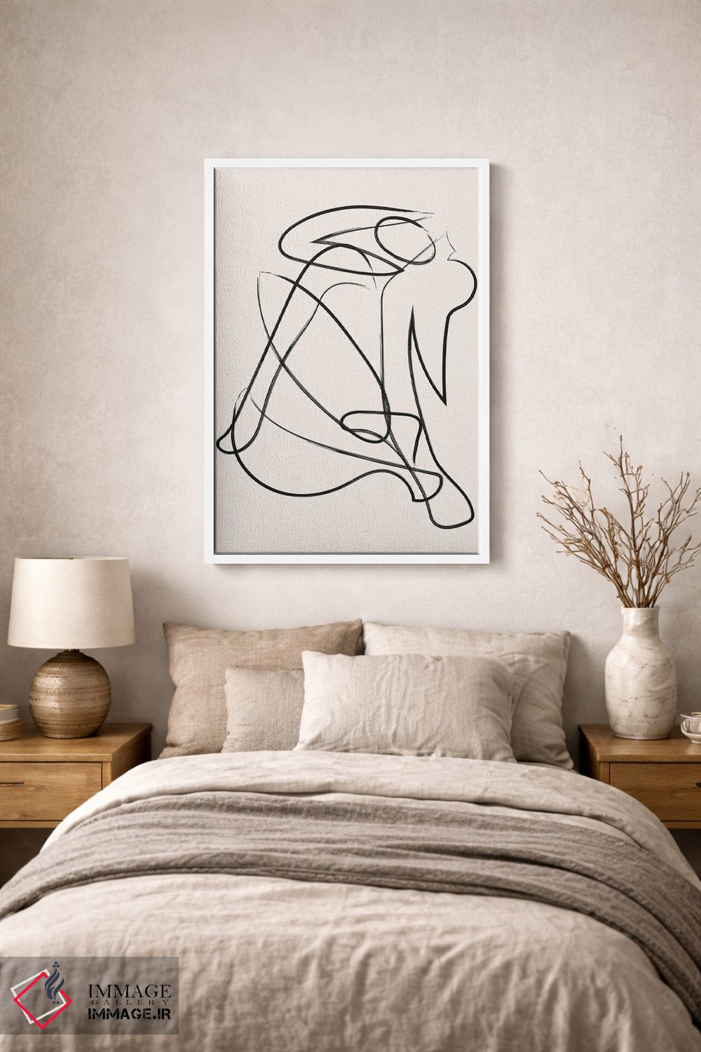 تابلو مینیمال شکل انسان با خطوط تجزیه شده طبیعی اثر مامبو آرت استودیو - D1W