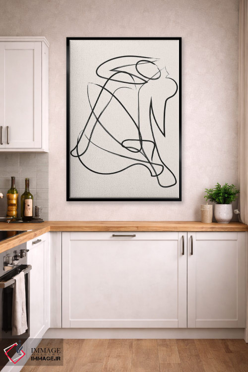 تابلو مینیمال شکل انسان با خطوط تجزیه شده طبیعی اثر مامبو آرت استودیو - D3B