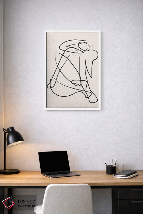 تابلو مینیمال شکل انسان با خطوط تجزیه شده طبیعی اثر مامبو آرت استودیو - D2W