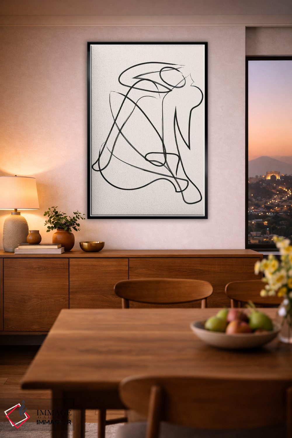 تابلو مینیمال شکل انسان با خطوط تجزیه شده طبیعی اثر مامبو آرت استودیو - D4B