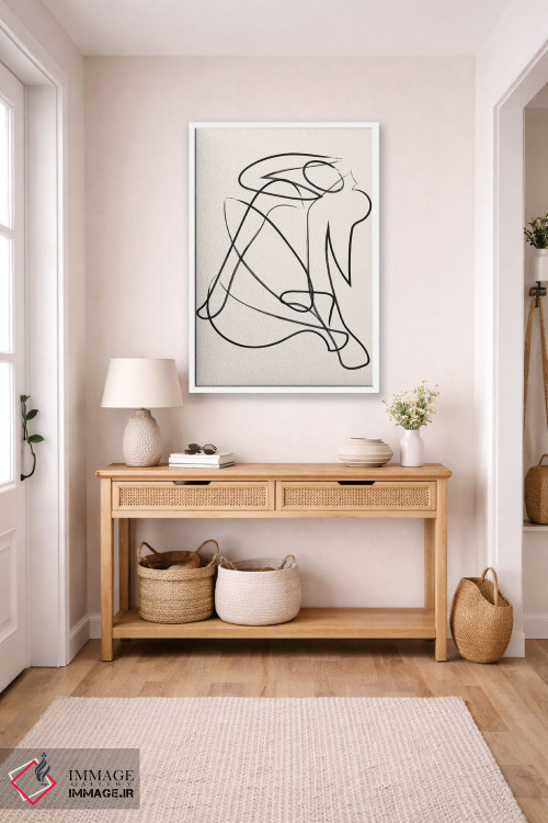 تابلو مینیمال شکل انسان با خطوط تجزیه شده طبیعی اثر مامبو آرت استودیو - D6W