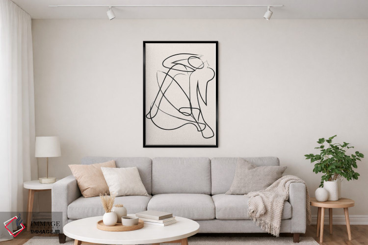 تابلو مینیمال شکل انسان با خطوط تجزیه شده طبیعی اثر مامبو آرت استودیو - D5B