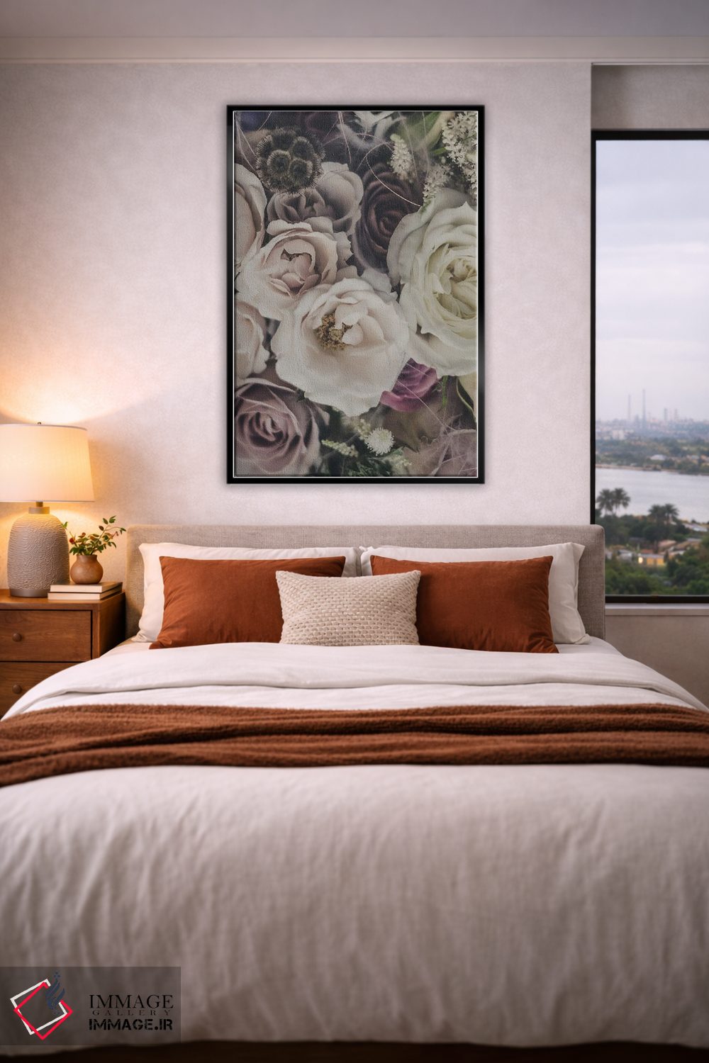 تابلو دکوراتیو دسته گل گل رز و گل های خشک اثر مامبو آرت استودیو - D4B