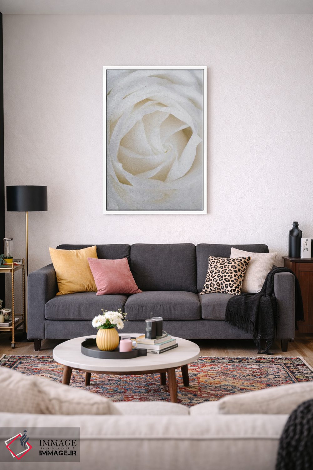تابلو دکوراتیو رزهای سفید اثر مامبو آرت استودیو - D1W